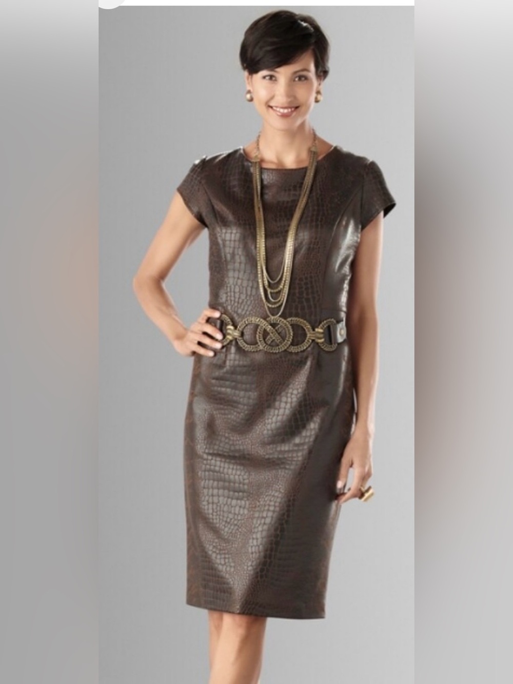 Chicos faux leather animal print dress.  EUC